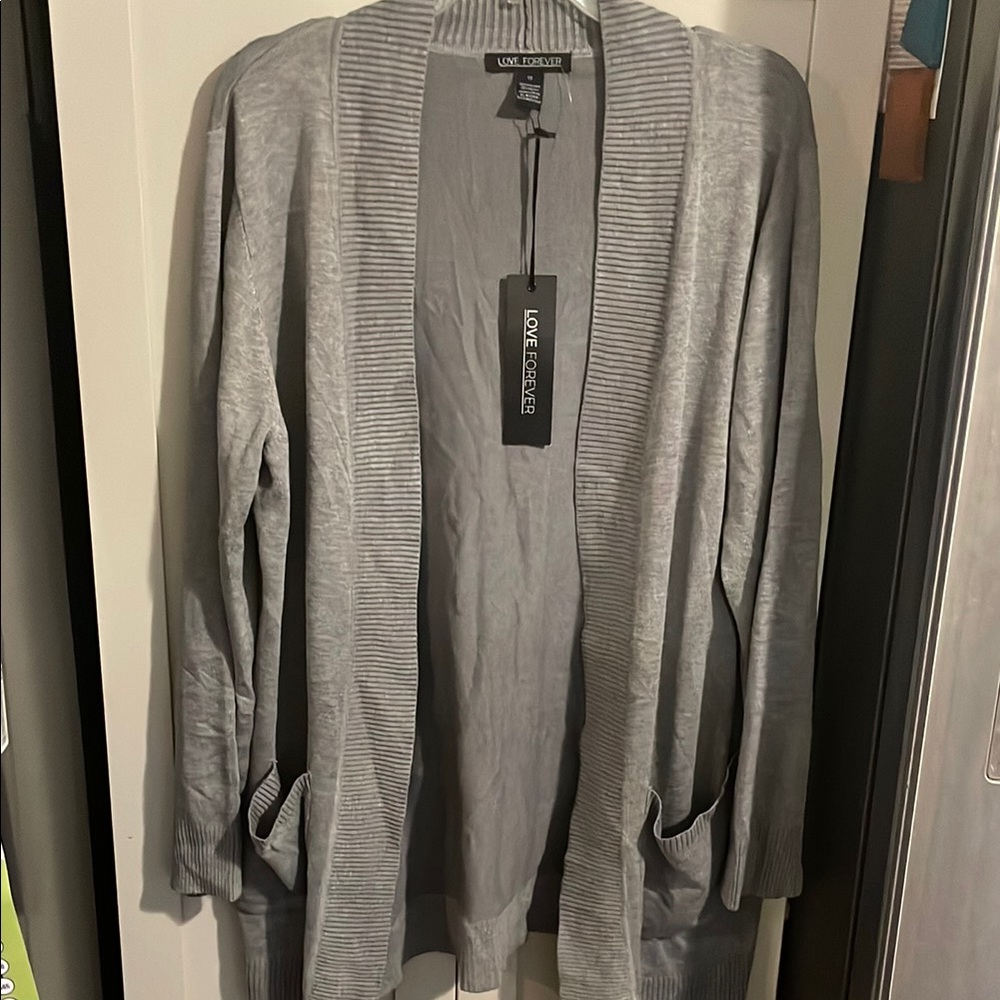 Love Forever Gray Ribbed Cardigan